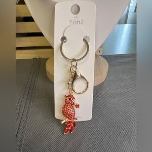 Mint Vibrant Red Parrot Keychain